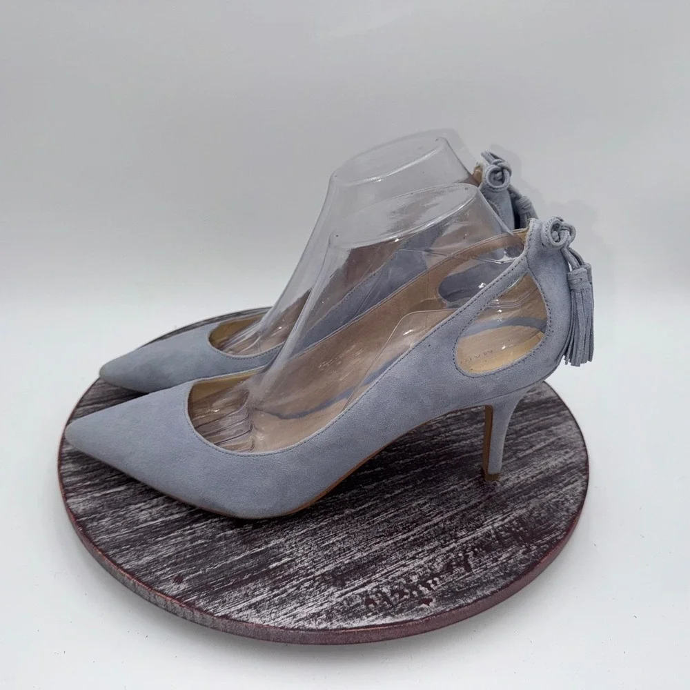 Marc Fisher Pumps Womens 10 Tammye Tassel Heels‎ Blue Suede Pointed Toe Shoes